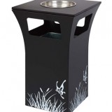 雪中花黑色烤漆垃圾桶