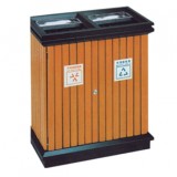 小區物業雙筒分類鋼木垃圾箱