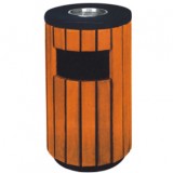 景區圓形鋼木垃圾桶