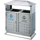 環(huán)保雙筒不銹鋼戶外街道分類垃圾桶