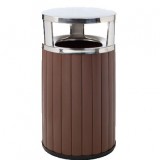 商場圓形鋼木垃圾桶