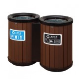 雙桶定制環保鋼木垃圾桶