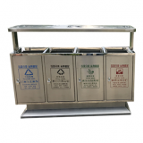 市政戶外四分類不銹鋼垃圾箱