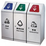 戶外學(xué)校有蓋不銹鋼分類垃圾桶