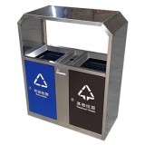 戶外道路方形不銹鋼兩分類果皮箱