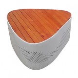 室外噴塑鏤空不銹鋼防腐木公園椅