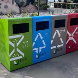 戶外組合式四色不銹鋼分類果皮箱讓文明與潔凈共生