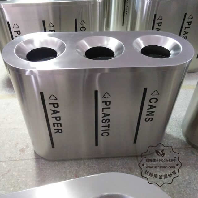 室內不銹鋼三分類垃圾桶圖片001