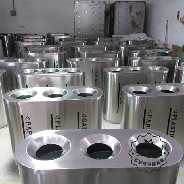 室內不銹鋼三分類垃圾桶圖片003