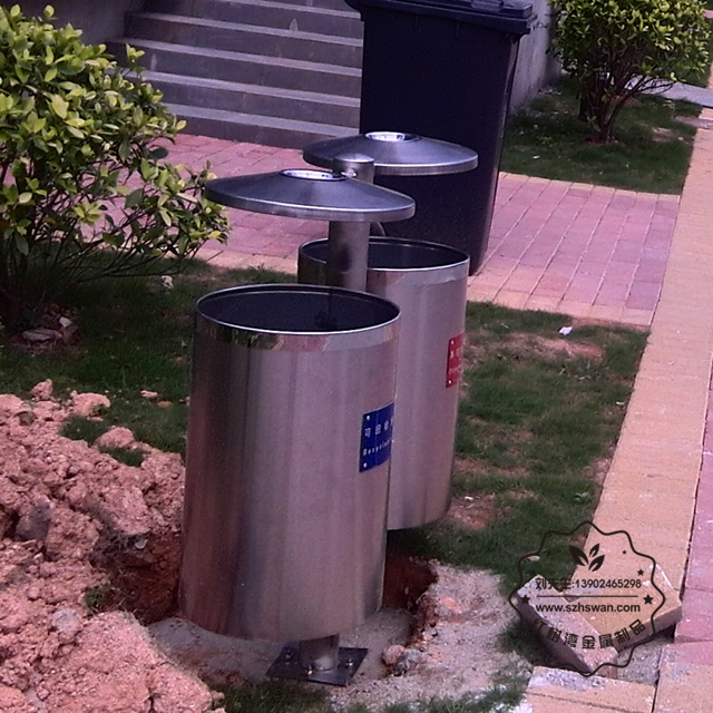 雙筒不銹鋼垃圾桶圖片001 雙筒不銹鋼垃圾桶圖片001