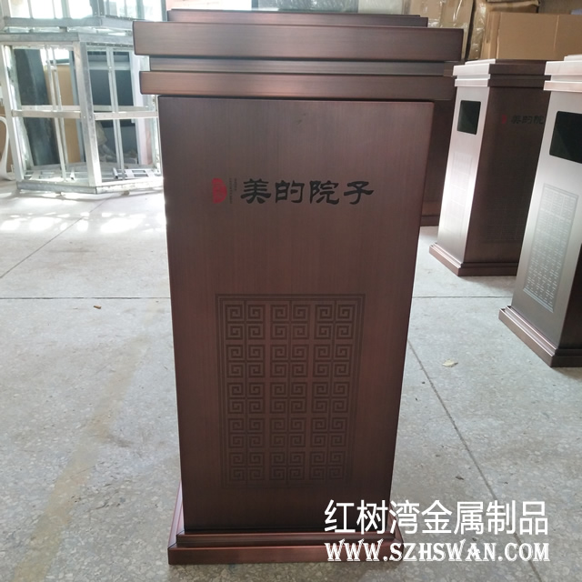 深圳美的院子定制電鍍方形不銹鋼垃圾桶產(chǎn)品