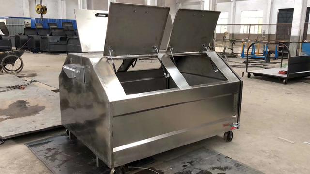 梯形雙開門不銹鋼勾臂垃圾箱圖片 梯形雙開門不銹鋼勾臂垃圾箱圖片