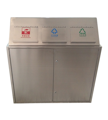 室內(nèi)環(huán)保三分類不銹鋼垃圾箱主圖