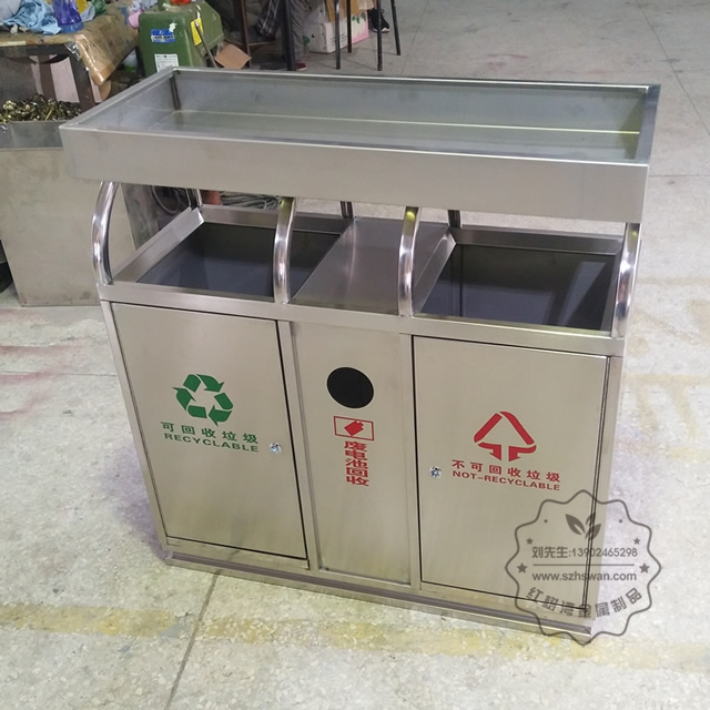 綠化養(yǎng)花容器花盆不銹鋼分類垃圾桶圖片002