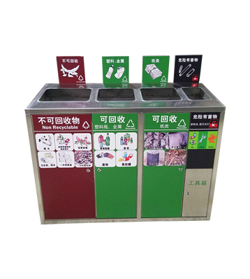 室內(nèi)廣告四分類不銹鋼垃圾箱主圖