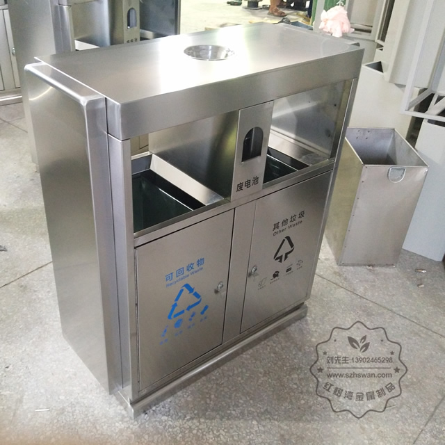 帶煙灰柱環保不銹鋼分類垃圾桶 帶煙灰柱環保不銹鋼分類垃圾桶