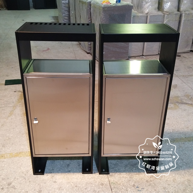 街道戶外搖蓋式不銹鋼分類垃圾箱圖片01