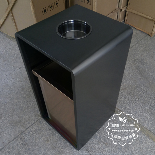 室內電梯口方形鋼制果皮箱圖片03