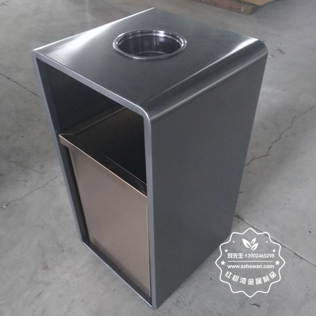室內電梯口方形鋼制果皮箱圖片05
