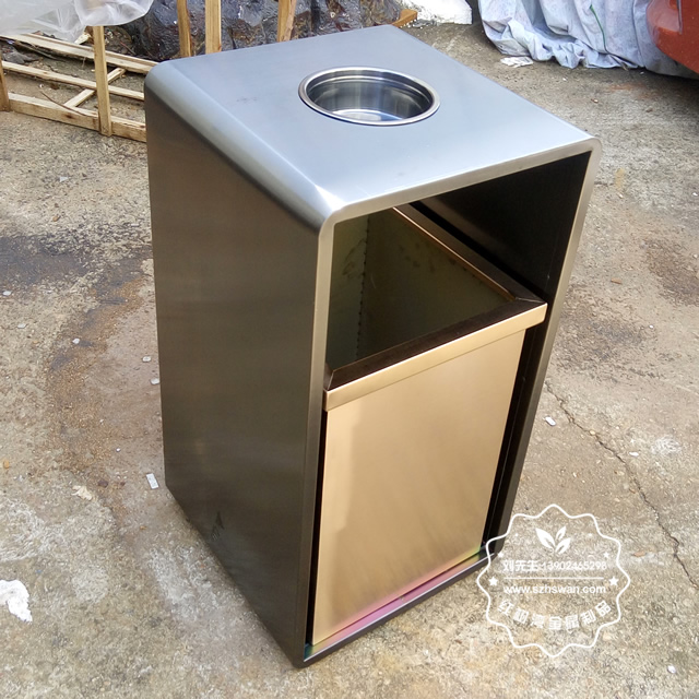 室內電梯口方形鋼制果皮箱圖片01