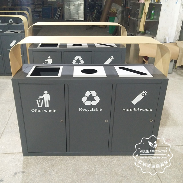 仿木紋不銹鋼分類垃圾桶1 仿木紋不銹鋼分類垃圾桶1