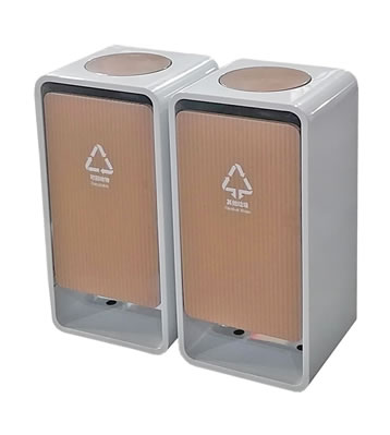 室內商用搖擺蓋UV打印不銹鋼分類垃圾桶