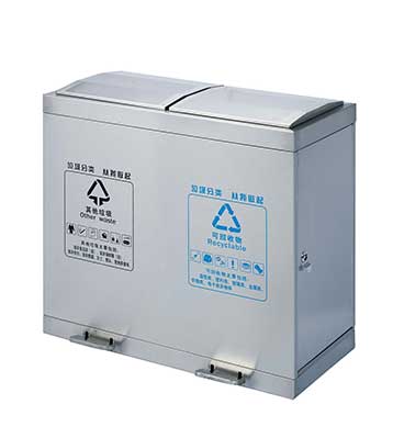 腳踏式不銹鋼分類垃圾桶主圖