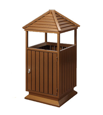 中式古塔形鋼木垃圾桶