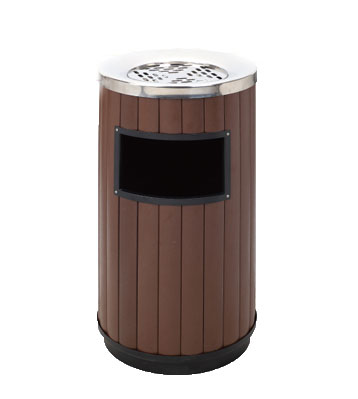 圓形戶外鋼木垃圾桶