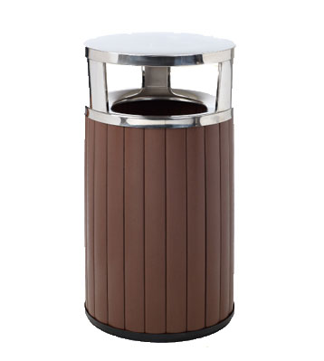 商場圓形鋼木垃圾桶