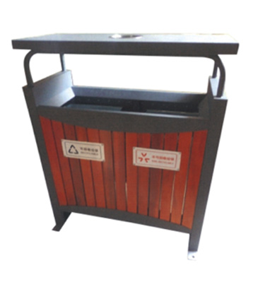 戶外社區鋼木分類垃圾桶