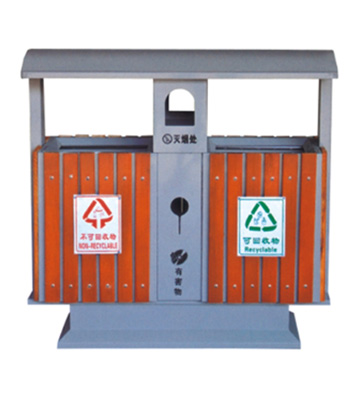 街道環(huán)保鋼木垃圾箱