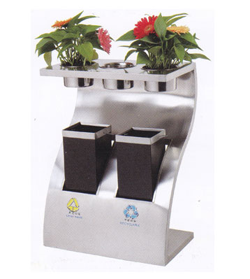 帶花盆分類鈦金垃圾桶